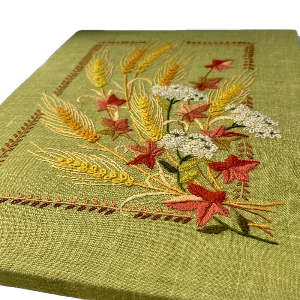Vintage Leewards Kit Embroidered Crewel Wheat Floral Art Hand Made Green - Picture 8 of 9